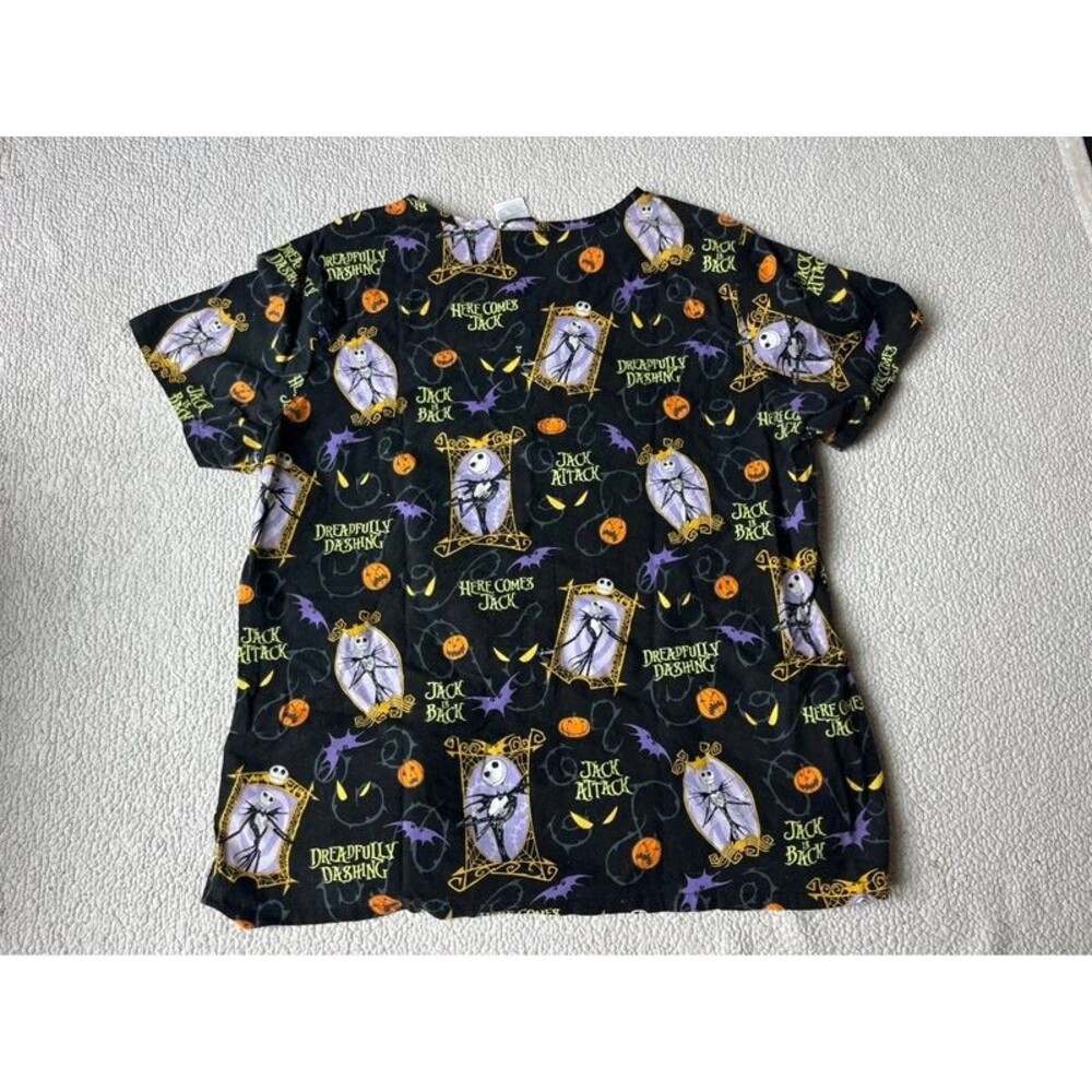 Vintage Disney Nightmare Before Christmas Jack Halloween Scrub Womens Large